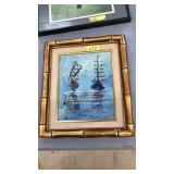 SIGNED FRAMED ORIENTAL SHIP ART