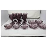 VINTAGE PURPLE GLASS AMETHSTY GOBLET & BOWL SET
