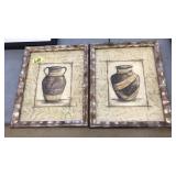 2 PC FRAMED STILL LIFE POTTERY ART