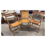 3 FOLDING WOOD CHAIRS