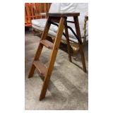 ANTIQUE FOLDING WOOD KITCHEN STOOL