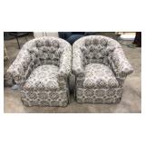 PAIR OF ORNATE SWIVEL ARM CHAIRS