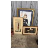 3 PC EARLY AMERICAN FRAMED ART