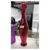 RUBY RED GLASS DECANTER 19"