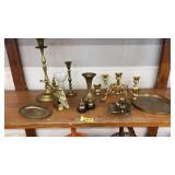 LOT OF ASST BRASS & CANDLESTICK HOLDERS