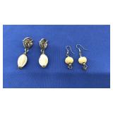 2 PAIRS OF CARVED EARRINGS