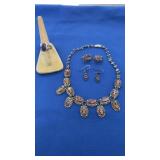 NECKLACE & 2 MATCHING PAIRS OF EARRINGS & 1 RING