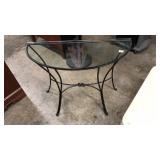 IRON & GLASS TOP OUTDOOR SIDE TABLE