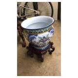 ITALIAN MADE PLANTER ON WOOD STAND