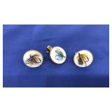 MENS HAND PAINTED FLY FISHING CUFF LINKS & TIE TAC