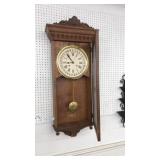 ANTIQUE OAK CARVED WALL CLOCK