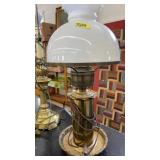 VINTAGE BRASS & MILK GLASS SHADE TABLE LAMP