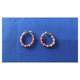 14K YG & BEADED HOOP EARRINGS