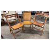 3 FOLDING WOOD CHAIRS