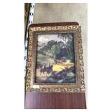 FRAMED ART ON BOARD VICTORIAN SCENE