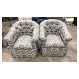 PAIR OF ORNATE SWIVEL ARM CHAIRS