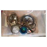 LOT OF GLASS AND SILVERPLATE