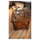 END TABLE W INLAYED GLASS TOP