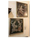 2 PANEL THAI SILK PAINTING FEATURING KINNARI
