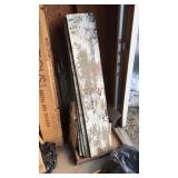 4 WHITE PAINTED ANTQ. BOARDS & ASST. CUT GLASS