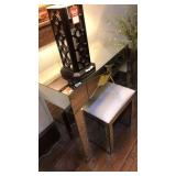 MIRRORED VANITY TABLE & UPHOLSTERED STOOL