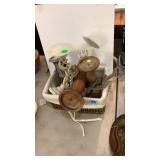 WOVEN BASKET W/ ASST CANDLE HOLDERS