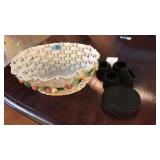 ITALIAN MADE ORNATE FRUIT BASKET W CONTENTS