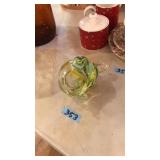 BLOWN ART GLASS BLOW FISH RING DISH