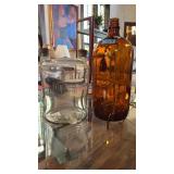 AMBER GLASS JUG & ANTIQUE APOTHECARY GLASS