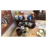 ASST MUGS, WOOD SHELF, ETC