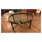 IRON LEG GLASS TOP COFFEE TABLE