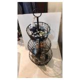 WIRE BASKET W/ ASST JEWELRY