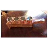 COPPER SHOT GLASSES W TEAK STAND