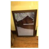 SNOWY BARN SCENE FRAMED ART