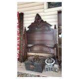 ANTQ. MAHOGANY FULL SIZE BED, HEAVY CARVING