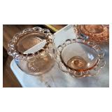 2 PC PINK DEPRESSION GLASS