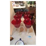 6 RED & 2 BLUE STEMWARE SET