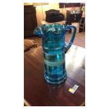 HANDBLOWN ANTIQUE BLUE PITCHER