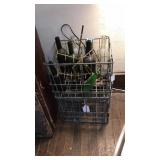 2 METAL CRATES W/ ANTIQUE BOTTLES