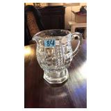 VINTAGE GLASS PITCHER BY BB, 7IN