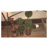 (3) TOPIARY AND PEDESTAL