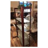 MID CENTURY FROSTED GLASS & WOOD SHELF