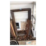 2 WOOD FRAMES & WOOD CARVED WALL SCONCE