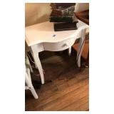 PAINTED WHITE WOOD SINGLE DRAW SIDE TABLE