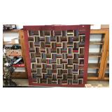 FRAMED PATCHWORK QUILT ON FRAME