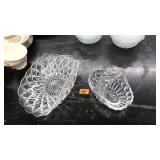 2 PC. CRYSTAL BASKET AND BENT DISH