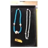 2 SILVER & BEADED SEASHELL / NAUTICAL NECKLACES
