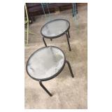 PAIR OF ROUND OUTDOOR TABLES