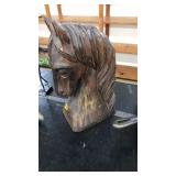 WOOD CARVED HORSE HEAD