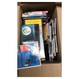 BOX OF ASST. CDS, DVDS, MISC